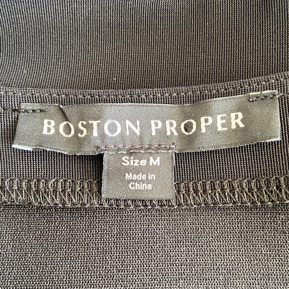 Boston Proper Black Square Neck 3/4 Sleeves Banded Blouson Hem Blouse 3673 - Picture 7 of 10